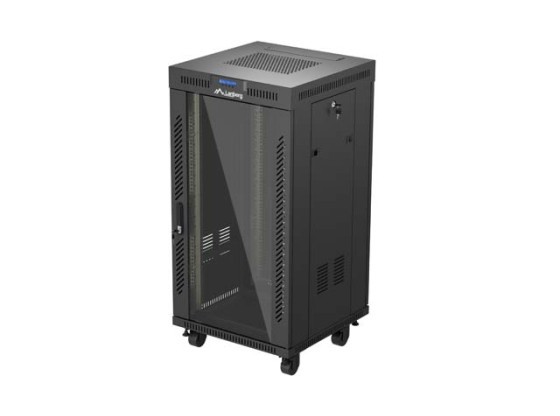 RACK CABINET 19" FREE-STANDING 22U/600X600 (FLAT PACK) WITH GLASS DOOR LCD BLACK LANBERG V2