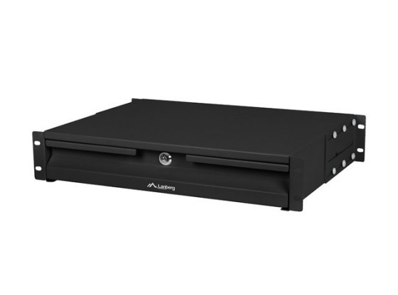 19" DRAWER 2U/483X360MM MAX LOAD CAPACITY UP TO 90KG 4 POINT ASSEMBLY BLACK LANBERG
