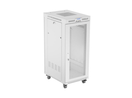 RACK CABINET 19" FREE-STANDING 27U/600X800 (FLAT PACK) WITH MESH DOOR LCD GREY LANBERG