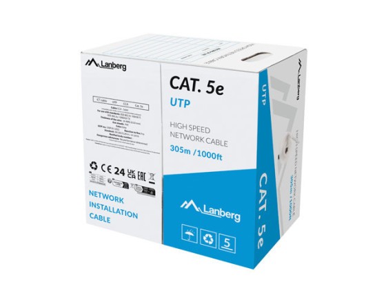 LAN CABLE CAT.5E 305M SOLID CCA GREY FLUKE PASSED LANBERG