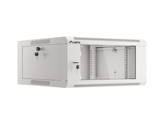 RACK CABINET 19" WALL-MOUNTED 4U/600 WITH GLASS DOOR GREY LANBERG (ASSEMBLED)