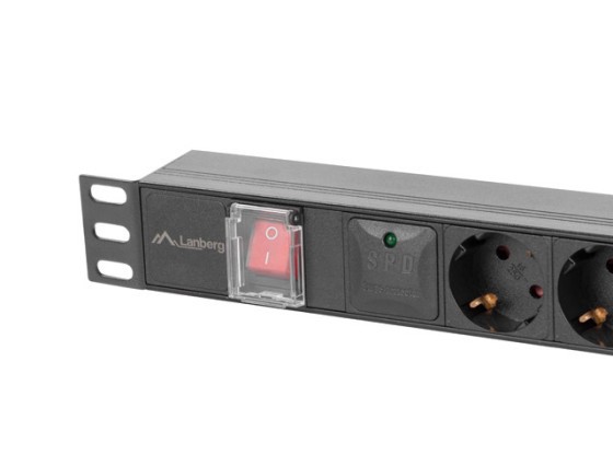 POWER DISTRIBUTION UNIT (PDU) 19" LANBERG 1U 10A 2M 5X SCHUKO OUTLETS BLACK C14