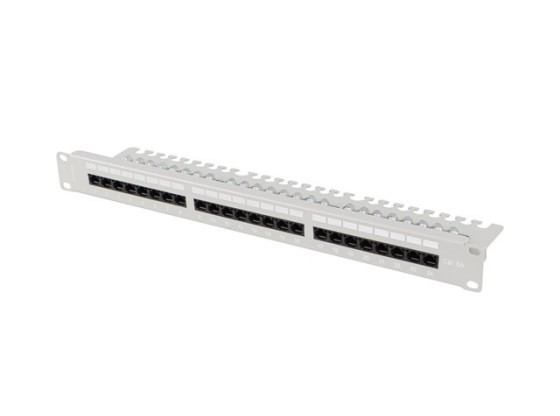 PATCH PANEL 24 PORT 1U 19" CAT.6A UTP WITH SHELF GREY LANBERG