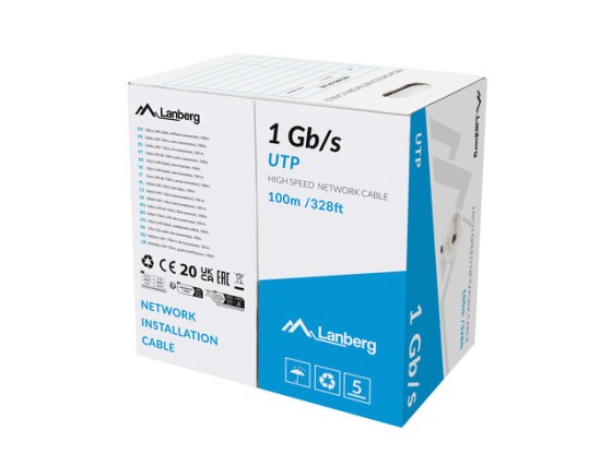 LAN CABLE 1GB/S 100M SOLID CCA GREY LANBERG