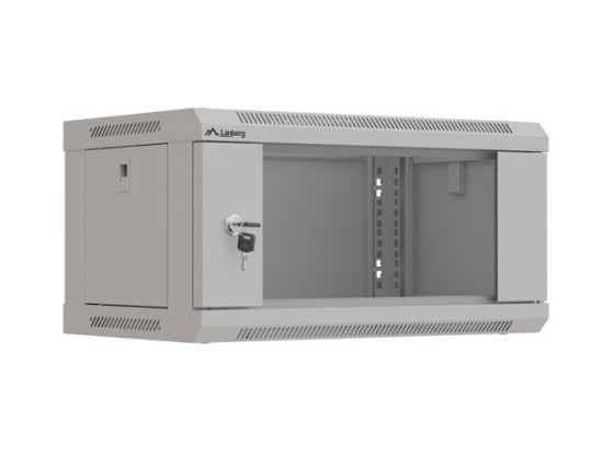 RACK CABINET 19" WALL-MOUNT 4U/540X350 (FLAT PACK) WITH GLASS DOOR GREY LANBERG