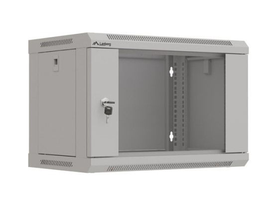 RACK CABINET 19" WALL-MOUNT 6U/540X350 (FLAT PACK) WITH GLASS DOOR GREY LANBERG