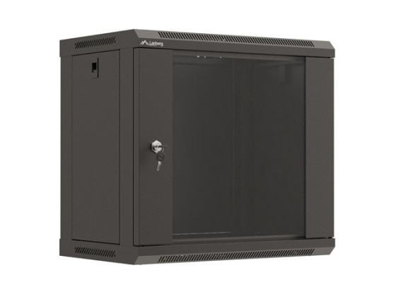 RACK CABINET 19" WALL-MOUNT 9U/540X350 (FLAT PACK) WITH GLASS DOOR BLACK LANBERG