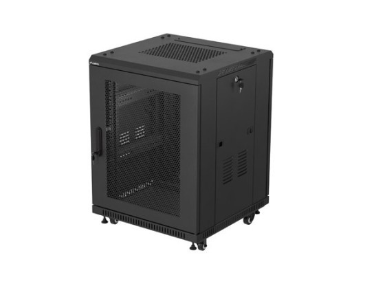 RACK CABINET 19" FREE-STANDING 15U/600X600 (FLAT PACK) WITH MESH DOOR BLACK LANBERG