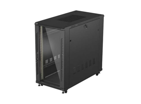 RACK CABINET 19" FREE-STANDING 22U/600X1200 (FLAT PACK) WITH GLASS DOOR BLACK LANBERG