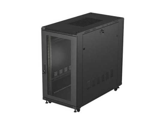 RACK CABINET 19" FREE-STANDING 22U/600X1200 (FLAT PACK) WITH MESH DOOR BLACK LANBERG