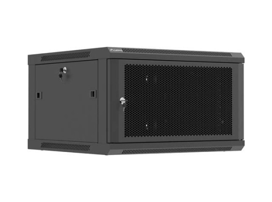 RACK CABINET 19" WALL-MOUNT 6U/600X600 (FLAT PACK) WITH PERFORATED DOOR BLACK LANBERG