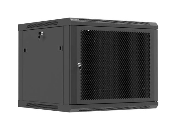 RACK CABINET 19" WALL-MOUNT 9U/600X600 (FLAT PACK) WITH PERFORATED DOOR BLACK LANBERG