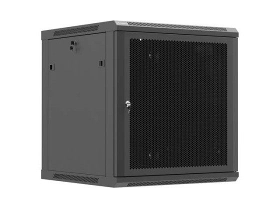 RACK CABINET 19" WALL-MOUNT 12U/600X600 (FLAT PACK) WITH PERFORATED DOOR BLACK LANBERG