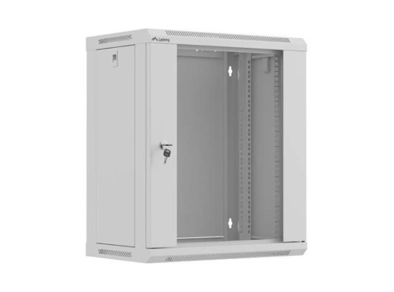 RACK CABINET 19" WALL-MOUNT 12U/540X350 (FLAT PACK) WITH GLASS DOOR GREY LANBERG