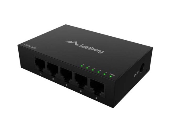 SWITCH LANBERG DSM1-1005 5X 1GB/S UNMANAGED GIGABIT ETHERNET DESKTOP 12V METAL CASE