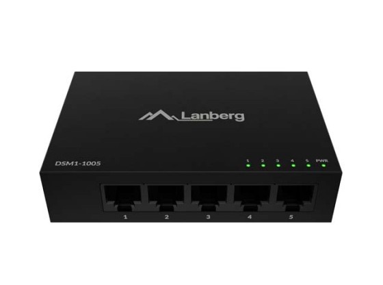 SWITCH LANBERG DSM1-1005 5X 1GB/S UNMANAGED GIGABIT ETHERNET DESKTOP 12V METAL CASE
