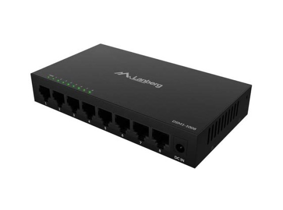 SWITCH LANBERG DSM1-1008 8X 1GB/S UNMANAGED GIGABIT ETHERNET DESKTOP 12V METAL CASE