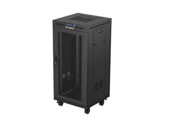 RACK CABINET 19" FREE-STANDING 24U/600X600 (FLAT PACK) WITH MESH DOOR LCD BLACK LANBERG V2