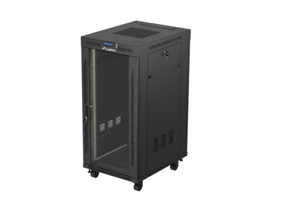 RACK CABINET 19" FREE-STANDING 24U/600X800 (FLAT PACK) WITH GLASS DOOR LCD BLACK LANBERG V2