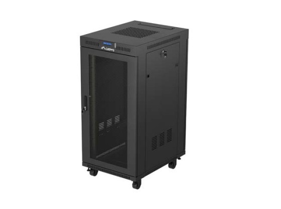 RACK CABINET 19" FREE-STANDING 24U/600X800 (FLAT PACK) WITH MESH DOOR LCD BLACK LANBERG V2