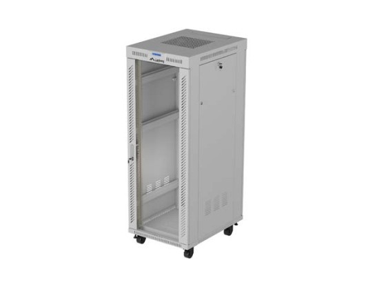 RACK CABINET 19" FREE-STANDING 32U/600X800 (FLAT PACK) WITH GLASS DOOR LCD GREY LANBERG V2