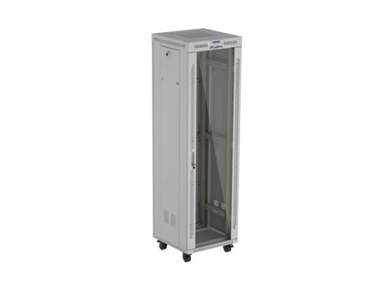 RACK CABINET 19" FREE-STANDING 42U/600X600 (FLAT PACK) WITH GLASS DOOR LCD GREY LANBERG V2