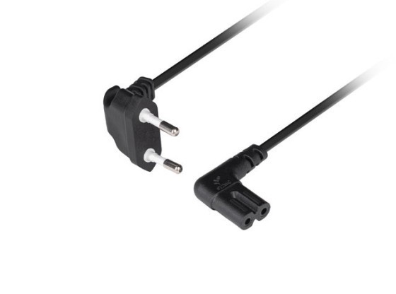 CEE 7/16->IEC 320 C7 EURO (RADIO) POWER CORD 1.8M ANGLED VDE BLACK LANBERG