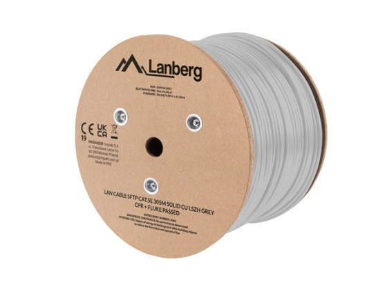 LAN CABLE CAT.5E SFTP 305M SOLID CU LSZH GREY CPR + FLUKE PASSED LANBERG