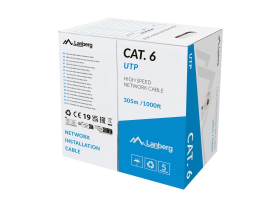 LAN CABLE CAT.6 UTP 305M SOLID CU LSZH GREY CPR + FLUKE PASSED LANBERG