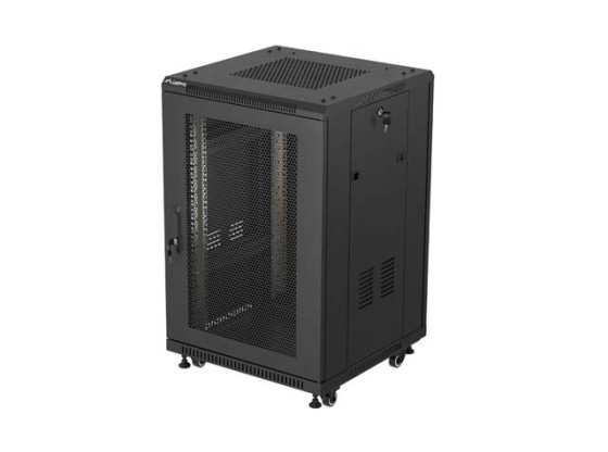 RACK CABINET 19" FREE-STANDING 18U/600X600 (FLAT PACK) WITH MESH DOOR BLACK LANBERG
