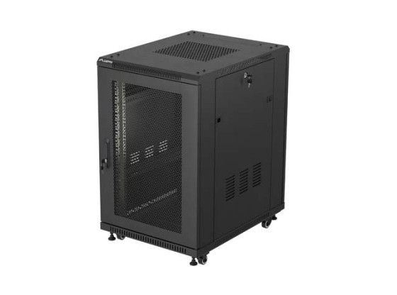 RACK CABINET 19" FREE-STANDING 18U/600X800 (FLAT PACK) WITH MESH DOOR BLACK LANBERG