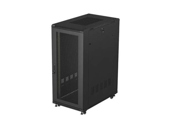 RACK CABINET 19" FREE-STANDING 27U/600X1000 (FLAT PACK) WITH MESH DOOR BLACK LANBERG