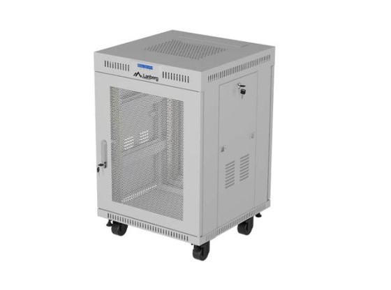 RACK CABINET 19" FREE-STANDING 15U/600X800 (FLAT PACK) WITH MESH DOOR LCD GREY LANBERG