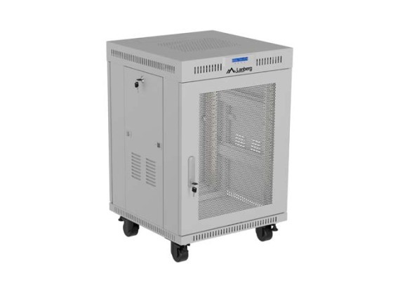 RACK CABINET 19" FREE-STANDING 15U/600X800 (FLAT PACK) WITH MESH DOOR LCD GREY LANBERG