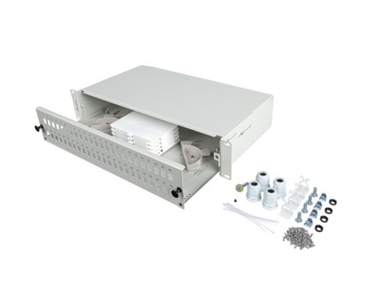 RACKMOUNT 19" 2U FIBER PATCH PANEL LANBERG 48XSC SIMPLEX/48XLC DUPLEX GREY + ACCESSORIES