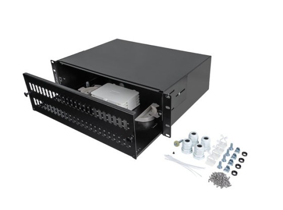 RACKMOUNT 19" 3U FIBER PATCH PANEL LANBERG 48XSC DUPLEX / 48XLC QUAD BLACK + ACCESSORIES