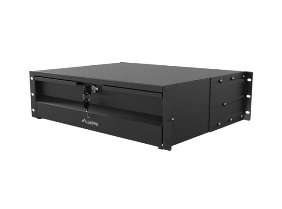 19" DRAWER 3U/483X360MM MAX LOAD CAPACITY UP TO 90KG 4 POINT ASSEMBLY BLACK LANBERG