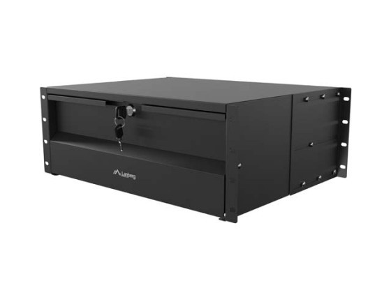 19" DRAWER 4U/483X360MM MAX LOAD CAPACITY UP TO 90KG 4 POINT ASSEMBLY BLACK LANBERG