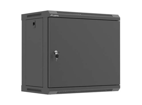 RACK CABINET 19" WALL-MOUNT 9U/540X350 (FLAT PACK) WITH METAL DOOR BLACK LANBERG