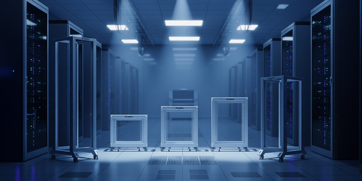 Lanberg open racks in a server room