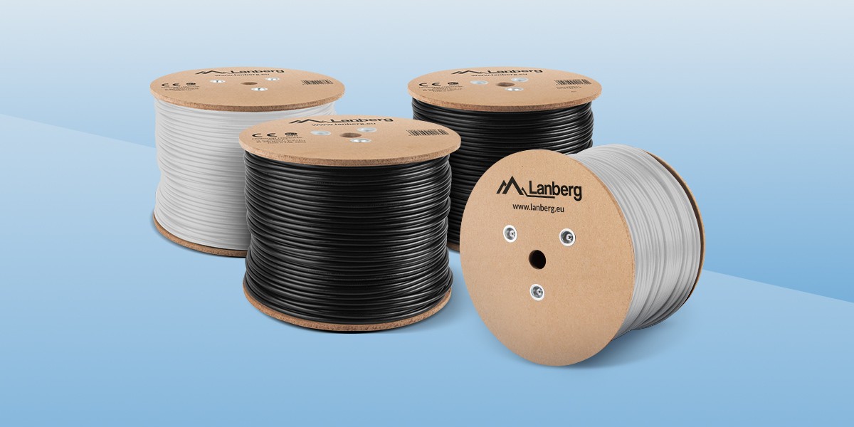 Lanberg network cable reels in white and black