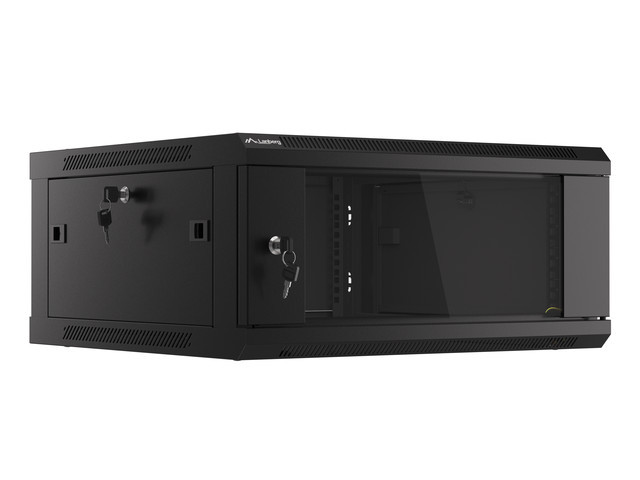 LANBERG 19" 4U 600x600 Wandgehäuse Glastür V2 (FlatPack) sw