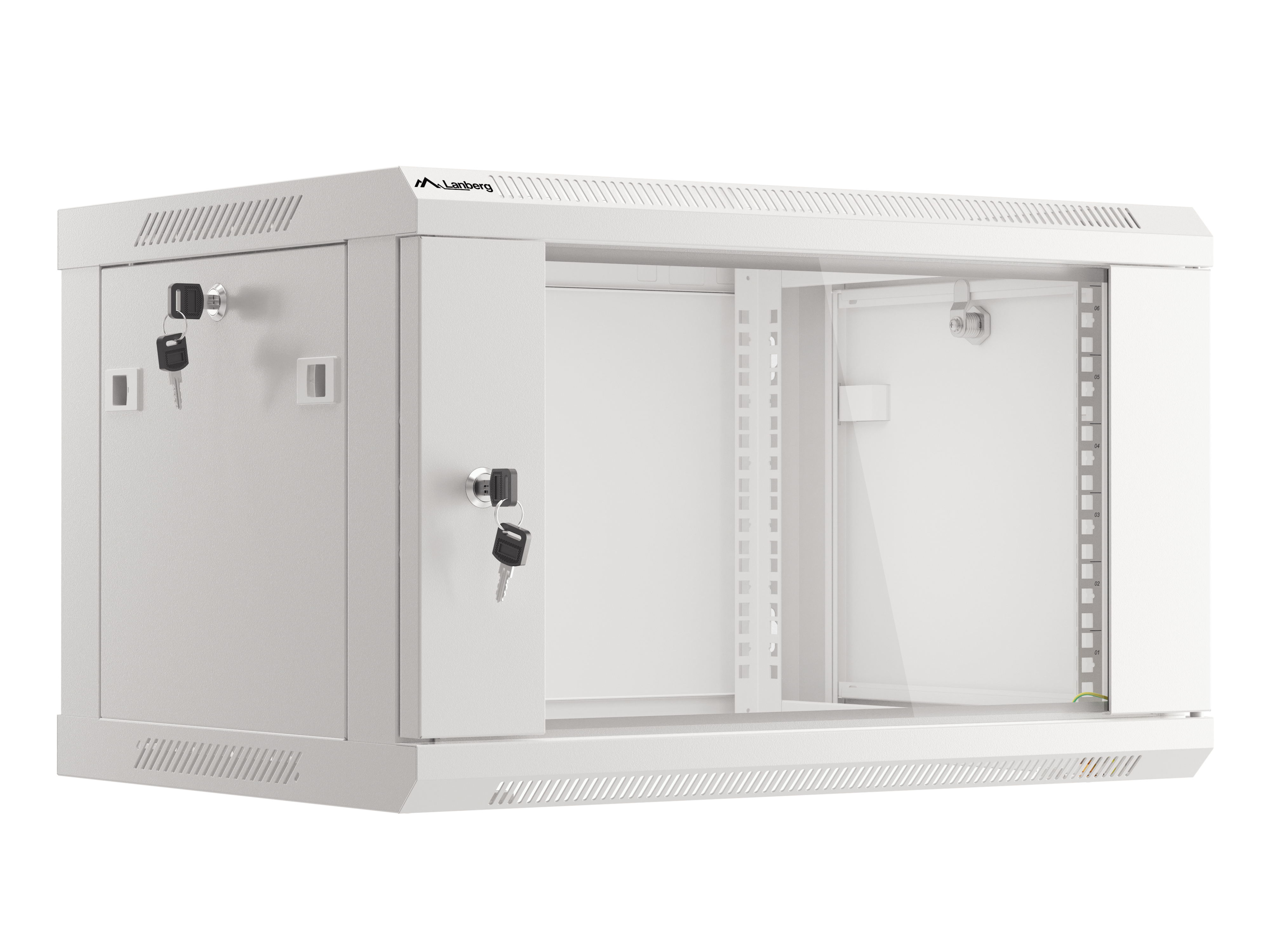 Lanberg :: Rack Cabinet 19” Wall-Mount 6U/600X450 (flat-pack) V2 Grey, Glass door