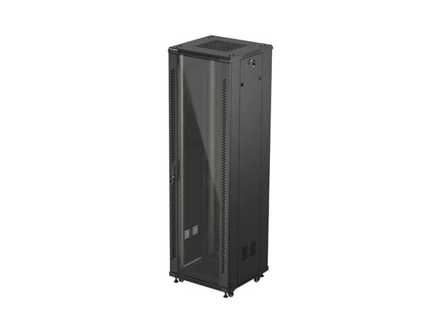 LANBERG 19" 42U 600x600 freist. Glastür (FlatPack) sw (Speditionsversand)