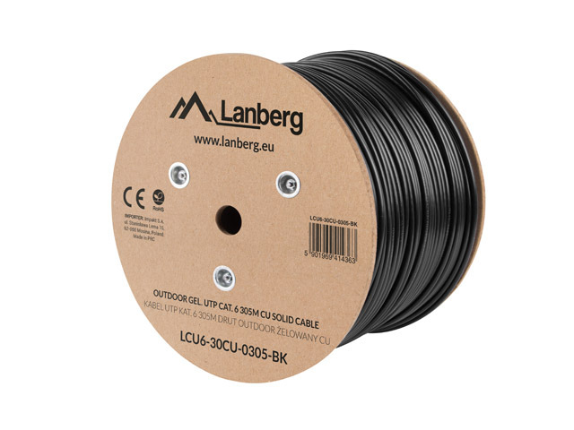 LANBERG Verlegekabel Outdoor Gel CAT.6 UTP 305m Fluke sw Cat6 Kabel