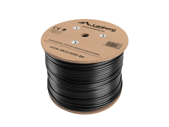 LANBERG Verlegekabel Outdoor Gel CAT.6 UTP 305m Fluke sw