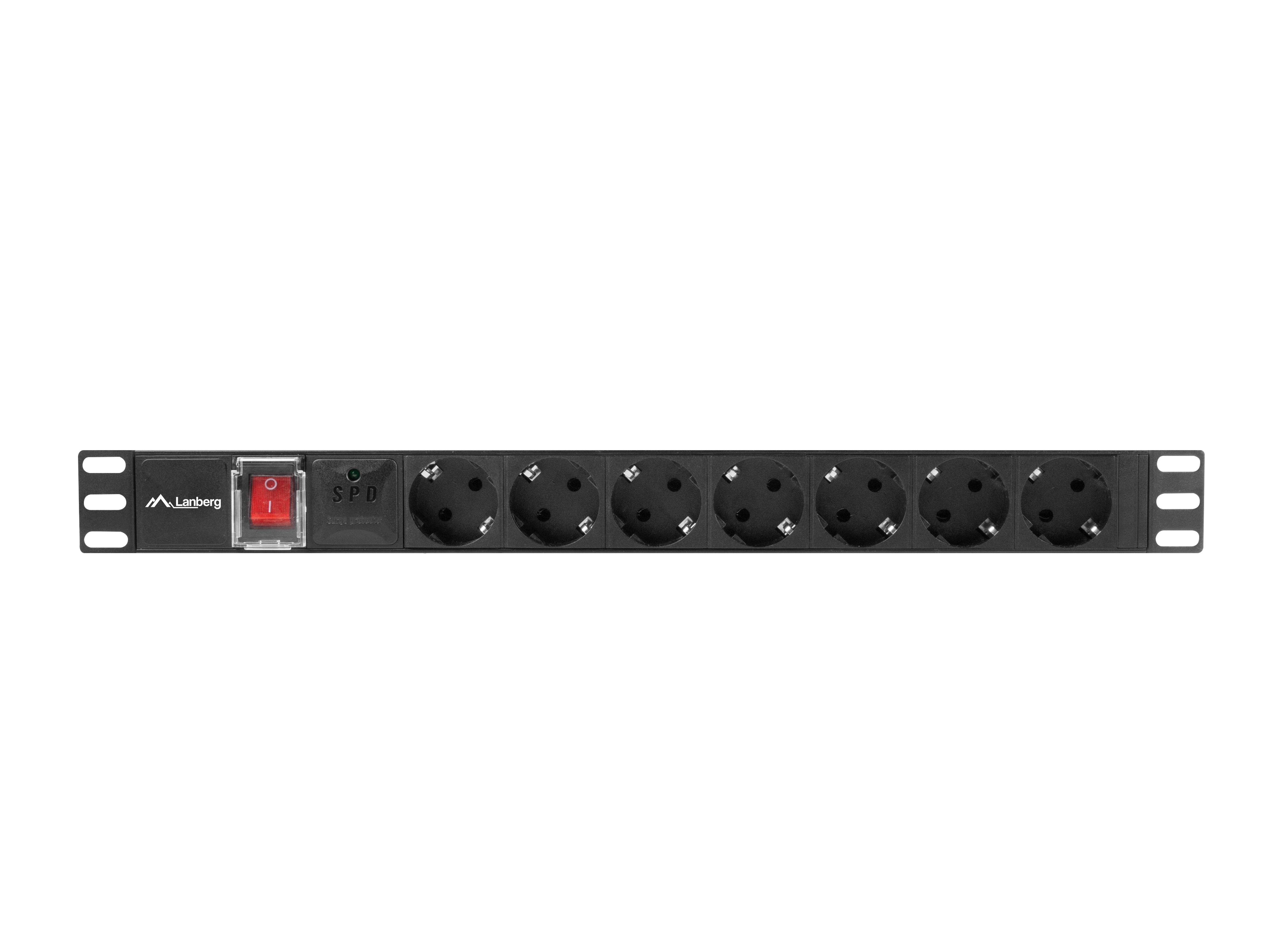POWER STRIP RACK PDU 19" LANBERG 1U 16A 7X SCHUKO 2M BLACK