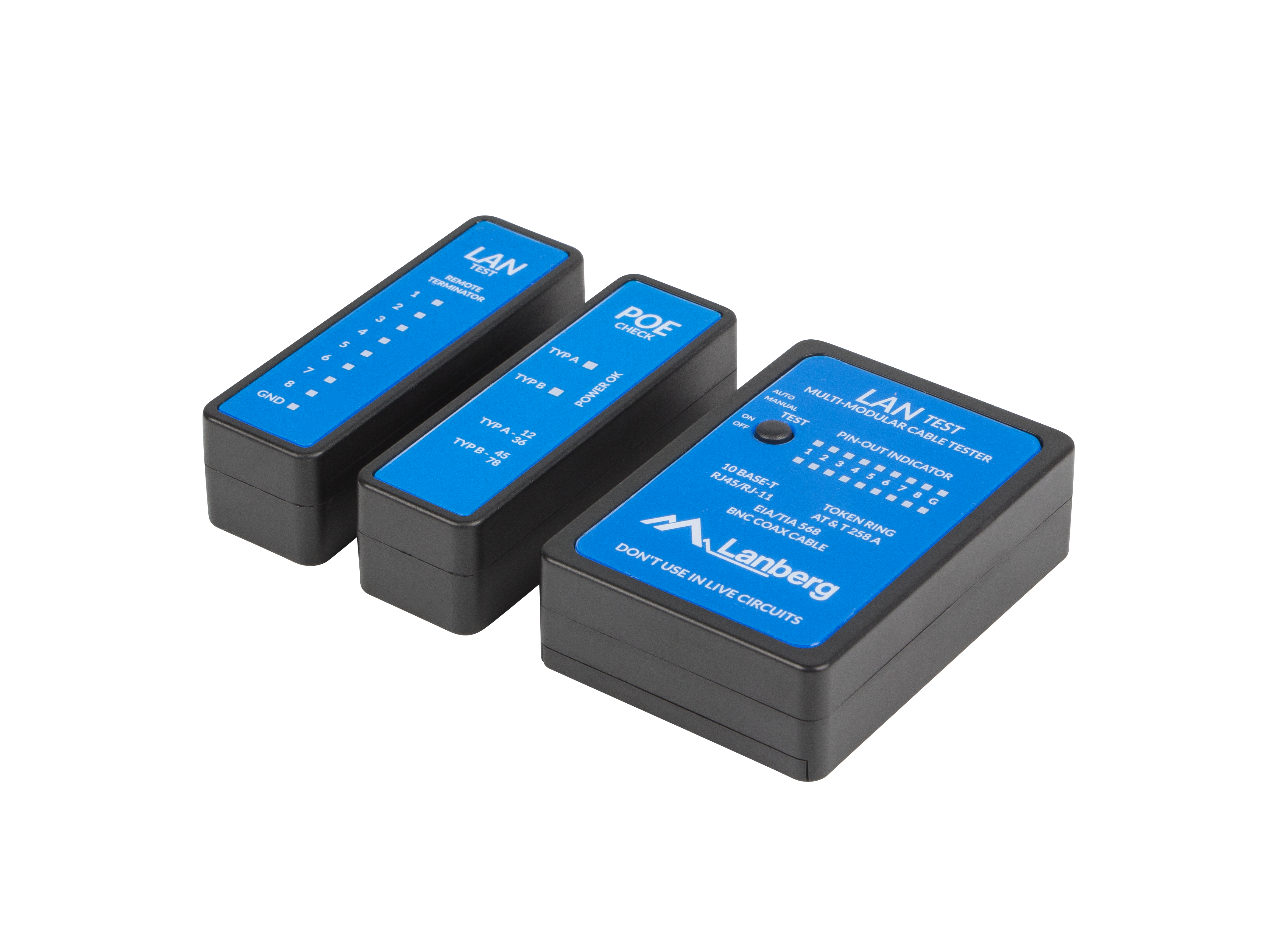 Lanberg NT-0404 network cable tester PoE tester Black, Blue