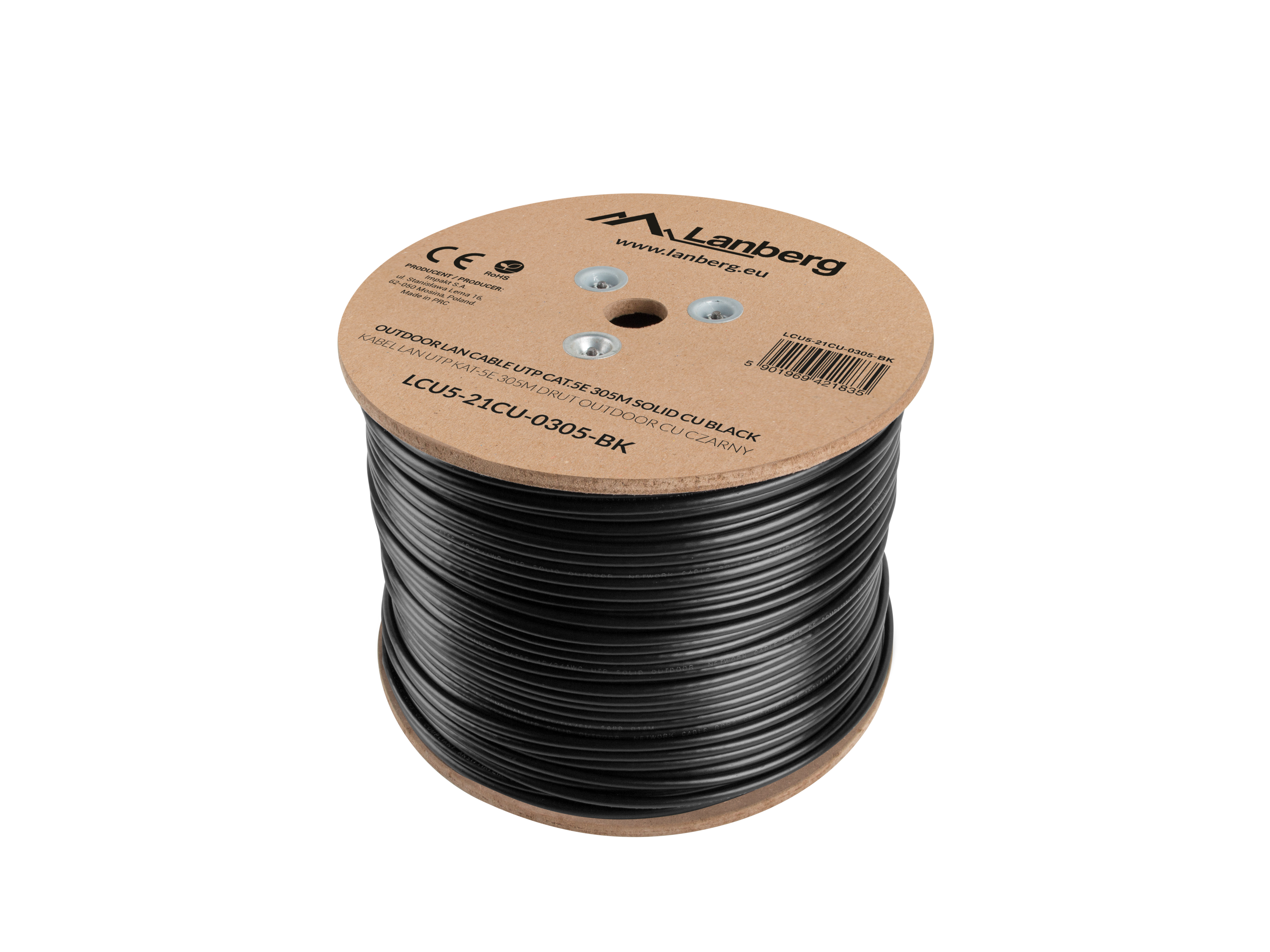 Lanberg LCU5-21CU-0305-BK networking cable Black 305 m Cat5e U/UTP (UTP)