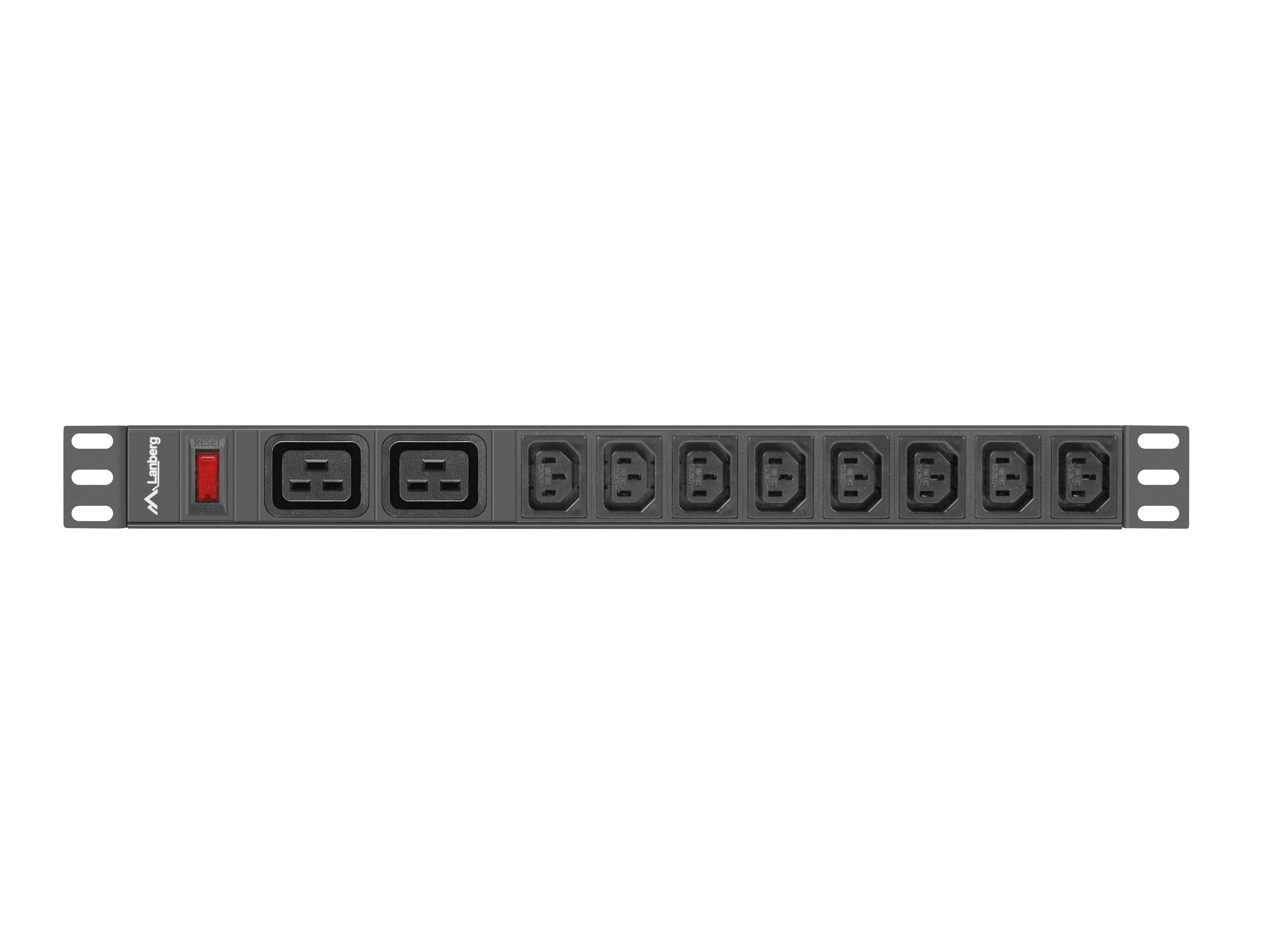 Lanberg PDU-02I1908I-0200-C20-BK power distribution unit (PDU) 10 AC outlet(s) 1U Black
